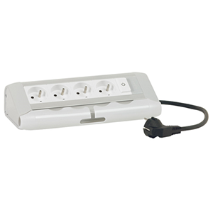 Bloc bureau 4x2P+T cordon 3m avec inter lumineux - Legrand